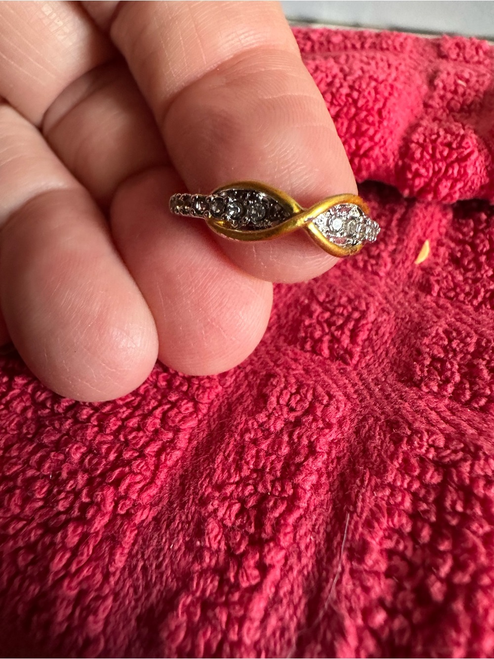 Gold-Tone Twist Infinity Ring with Clear Stones size 7